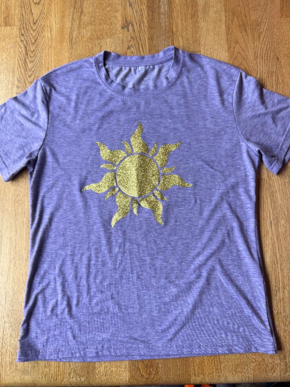 Tangled Rapunzel Sun Glitter Tee Purple Gold Size Medium